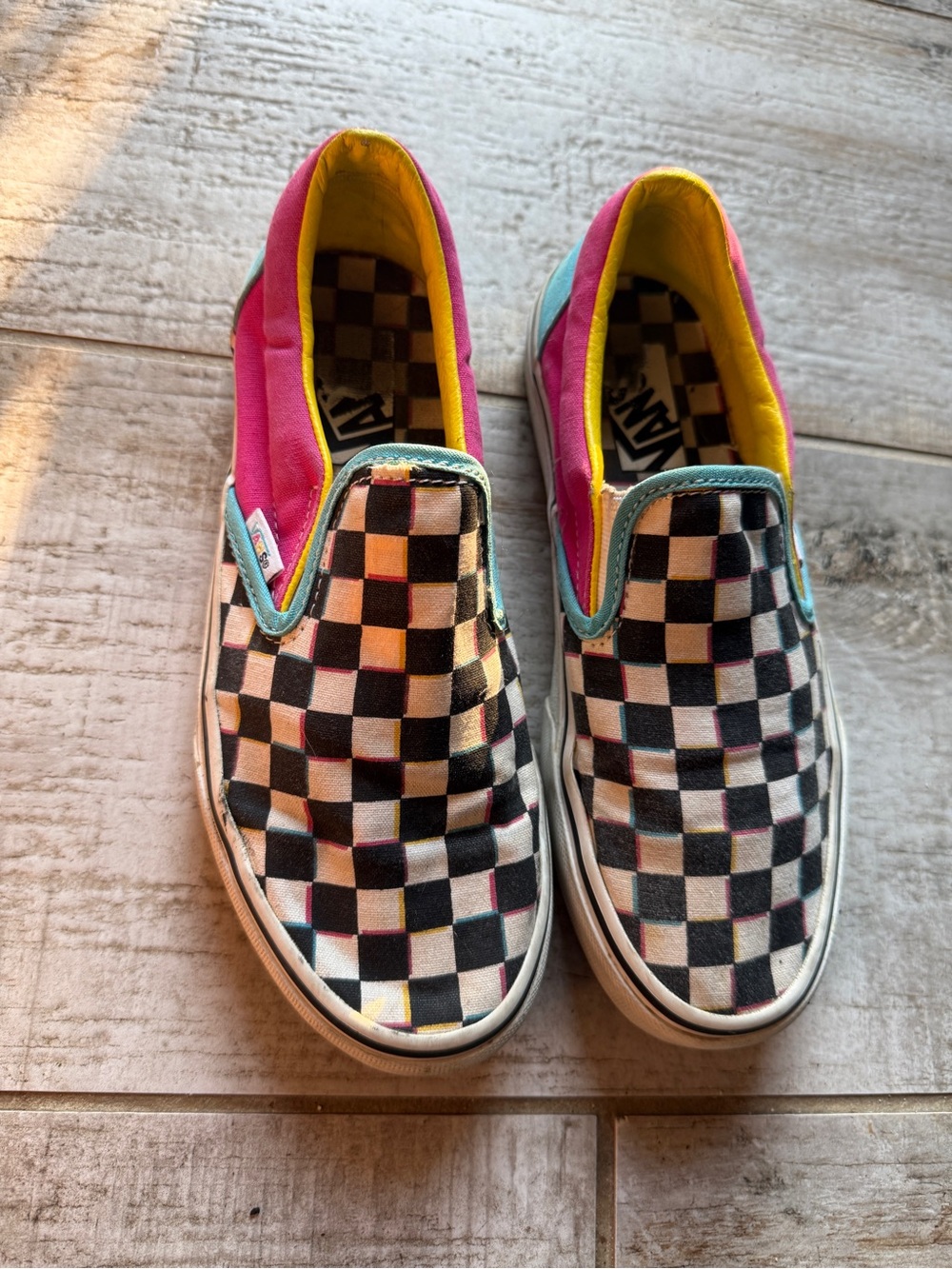 Vans Unisex Checkerboard Multicolored Slip-Ons